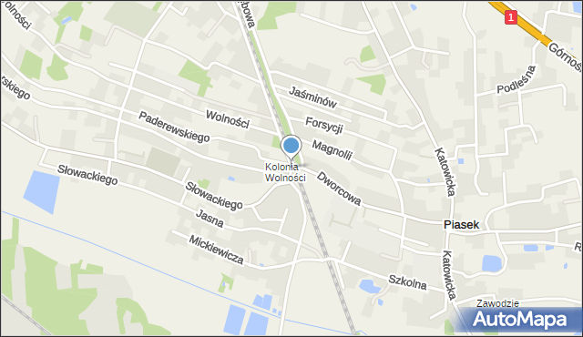 Piasek gmina Pszczyna, Aleja Dębowa, mapa Piasek gmina Pszczyna