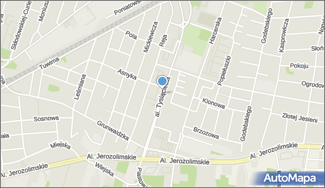 Piastów powiat pruszkowski, Aleja Tysiąclecia, mapa Piastów powiat pruszkowski