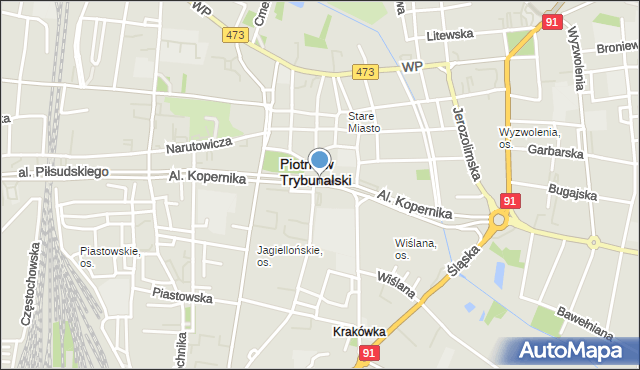 Piotrków Trybunalski, Aleja Kopernika Mikołaja, mapa Piotrków Trybunalski