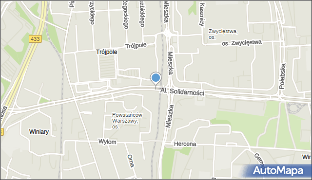 Poznań, Aleje Solidarności, mapa Poznania