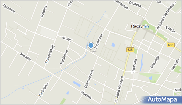Radzymin powiat wołomiński, Aleja Armii Krajowej, mapa Radzymin powiat wołomiński
