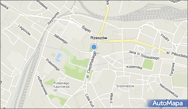 Rzeszów, Aleja Cieplińskiego Łukasza, mapa Rzeszów