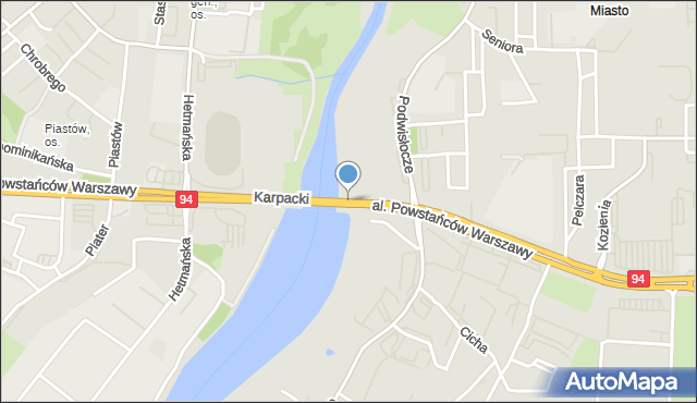 Rzeszów, Aleja Powstańców Warszawy, mapa Rzeszów