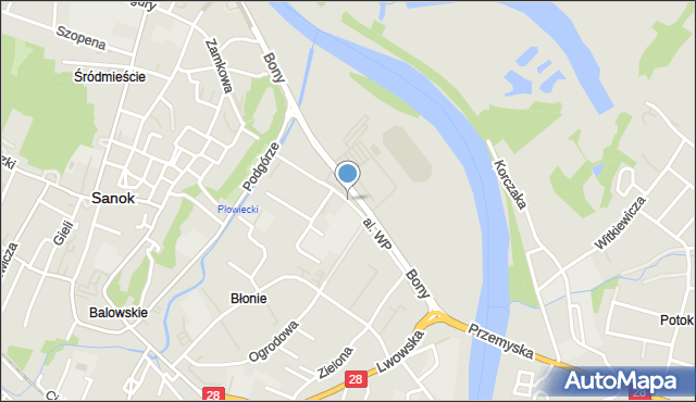 Sanok, Aleja Wojska Polskiego, mapa Sanok