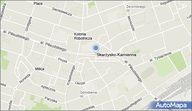 Skarżysko-Kamienna, Aleja Piłsudskiego Józefa, marsz., mapa Skarżysko-Kamienna