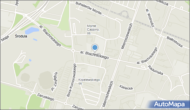 Sosnowiec, Aleja Blachnickiego Franciszka, ks., mapa Sosnowca