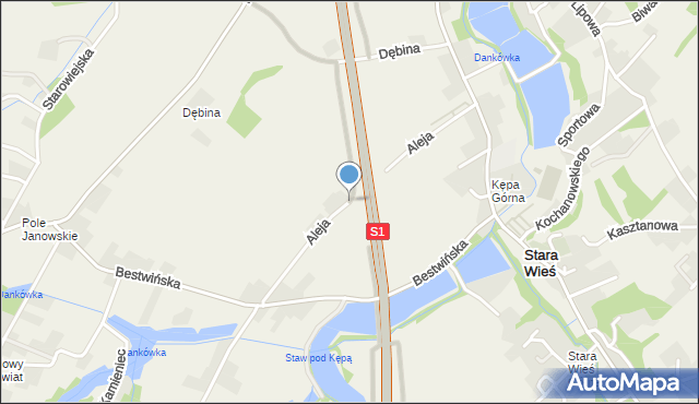 Stara Wieś gmina Wilamowice, Aleja, mapa Stara Wieś gmina Wilamowice