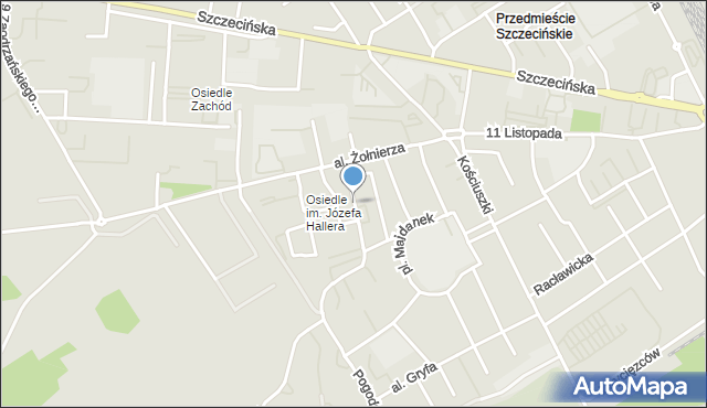 Stargard, Aleja Żołnierza Boczna, mapa Stargard