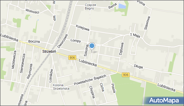 Strzebiń, Aleja s. Smoła Anieli Gertrudy, mapa Strzebiń