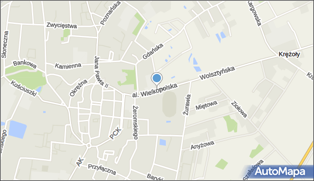 Sulechów powiat zielonogórski, Aleja Wielkopolska, mapa Sulechów powiat zielonogórski