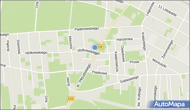 Sulejówek, Aleja Piłsudskiego Józefa, marsz., mapa Sulejówek
