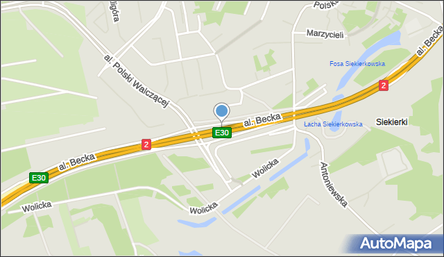 Warszawa, Aleja Becka Józefa, mapa Warszawy