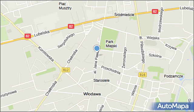 Włodawa, Aleja Jana Pawła II, mapa Włodawa