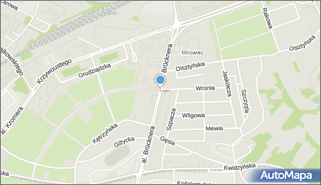 Wrocław, Aleja Brücknera Aleksandra, mapa Wrocławia