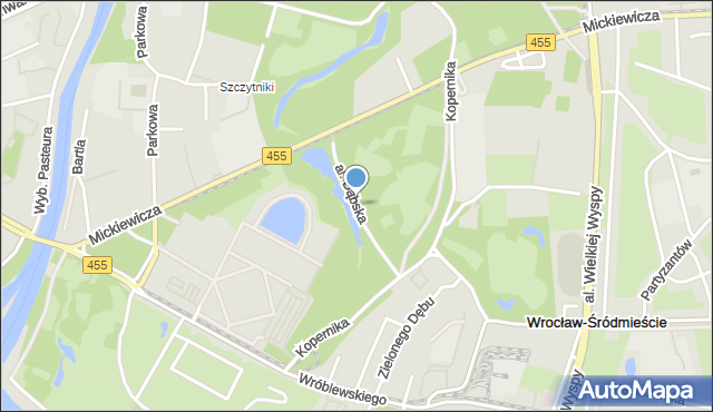 Wrocław, Aleja Dąbska, mapa Wrocławia