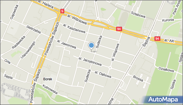 Wrocław, Aleja Jaworowa, mapa Wrocławia