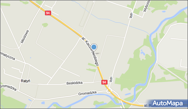Wrocław, Aleja Kaczorowskiego Ryszarda, prezydenta, mapa Wrocławia
