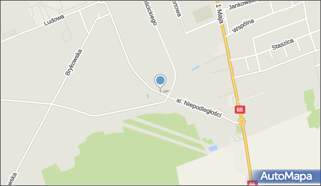 Wysokie Mazowieckie, Aleja Niepodległości, mapa Wysokie Mazowieckie