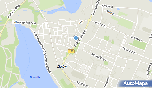 Złotów, Aleja Mickiewicza Adama, mapa Złotów