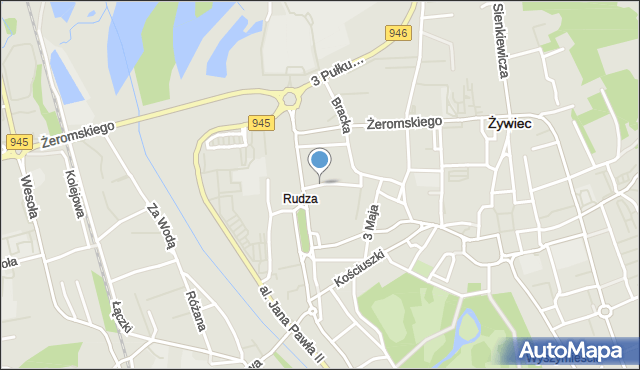 Żywiec, Aleja Wolności, mapa Żywiec