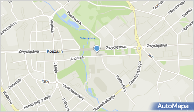 Koszalin, Andersa Władysława, gen., mapa Koszalina