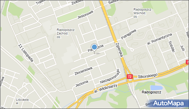 Łódź, Anyżowa, mapa Łodzi