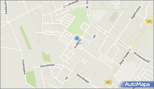 Sieradz, Andersa Władysława, gen., mapa Sieradz