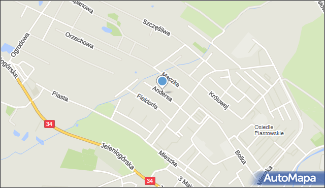 Świebodzice, Andersa Władysława, gen., mapa Świebodzice