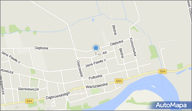 Brok powiat ostrowski, Armii Krajowej, mapa Brok powiat ostrowski