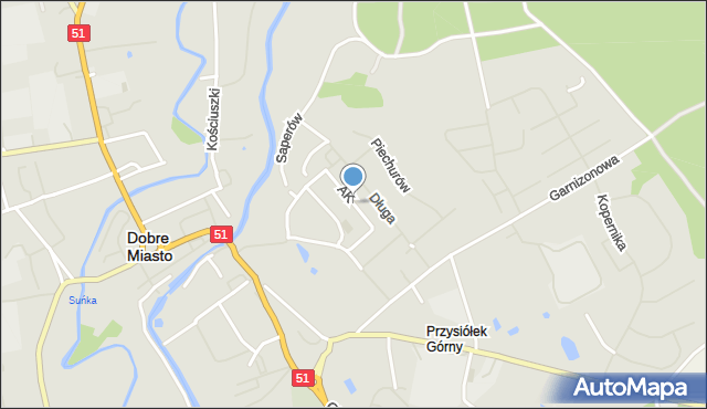 Dobre Miasto, Armii Krajowej, mapa Dobre Miasto