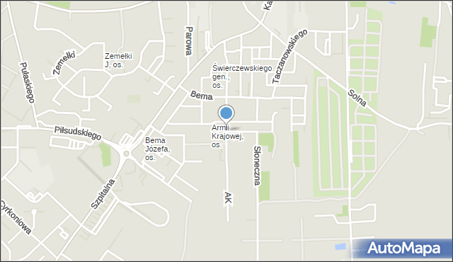 Konin, Armii Krajowej, mapa Konina