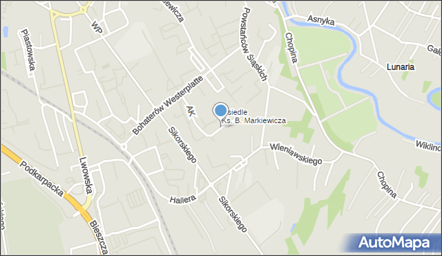 Krosno, Armii Krajowej, mapa Krosna