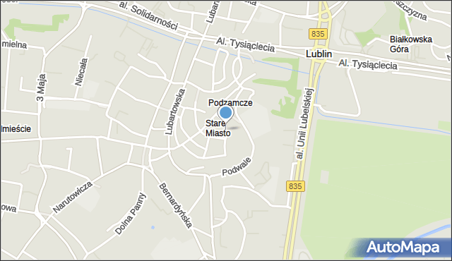 Lublin, Archidiakońska, mapa Lublina
