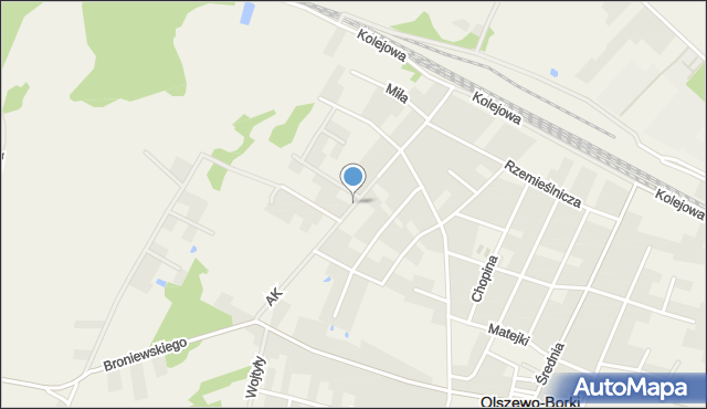 Olszewo-Borki, Armii Krajowej, mapa Olszewo-Borki