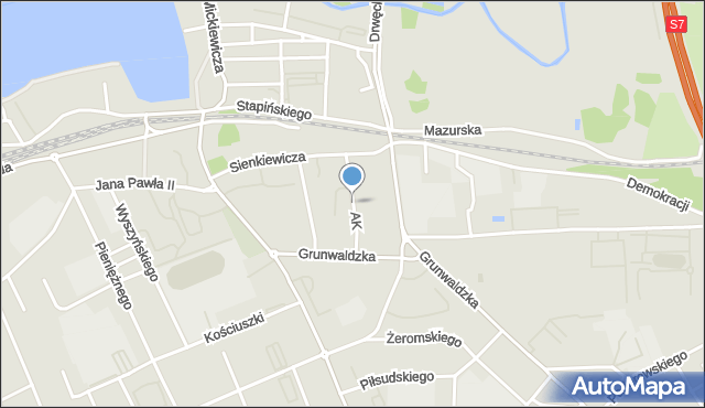 Ostróda, Armii Krajowej, mapa Ostróda
