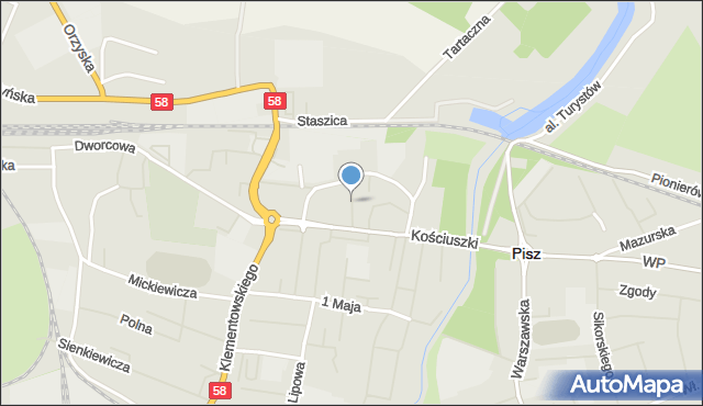 Pisz, Armii Krajowej, mapa Pisz
