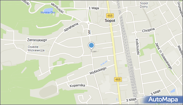 Sopot, Armii Krajowej, mapa Sopotu