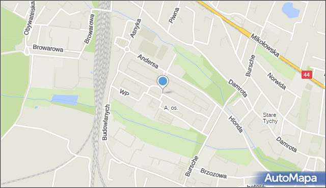 Tychy, Arkadowa, mapa Tychów