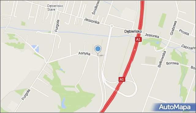 Czerwionka-Leszczyny, Asnyka Adama, mapa Czerwionka-Leszczyny