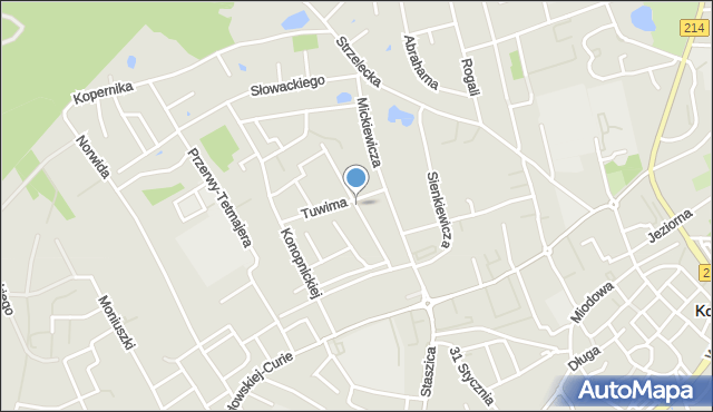 Kościerzyna, Asnyka Adama, mapa Kościerzyna