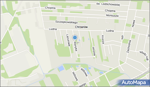 Milanówek, Asnyka Adama, mapa Milanówek