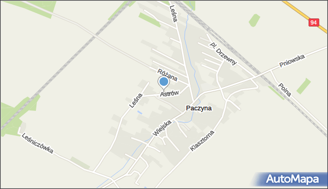 Paczyna, Astrów, mapa Paczyna