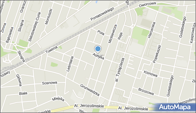 Piastów powiat pruszkowski, Asnyka Adama, mapa Piastów powiat pruszkowski