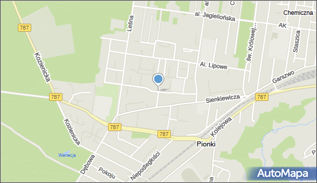 Pionki, Asnyka Adama, mapa Pionki