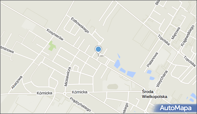 Środa Wielkopolska, Asnyka Adama, mapa Środa Wielkopolska