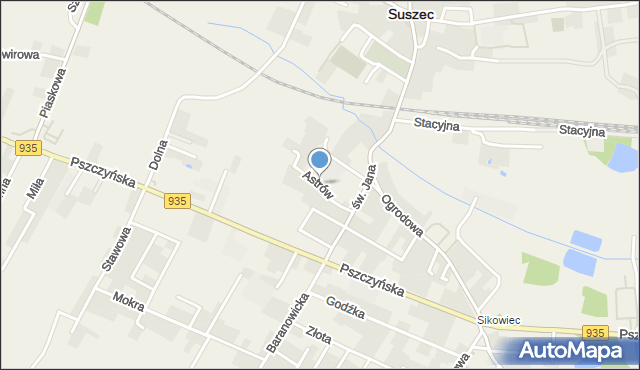 Suszec powiat pszczyński, Astrów, mapa Suszec powiat pszczyński