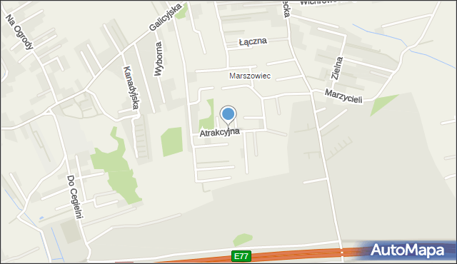 Zielonki powiat krakowski, Atrakcyjna, mapa Zielonki powiat krakowski