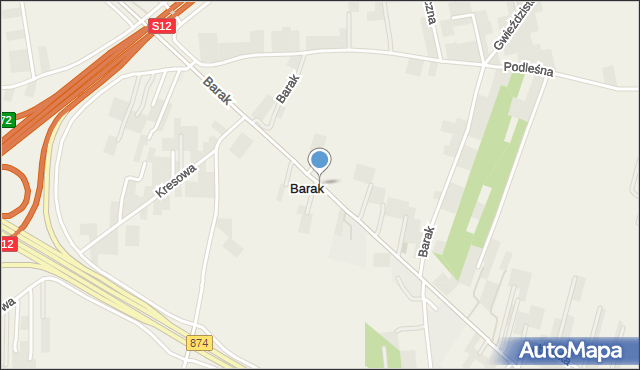 Barak gmina Jastków, Barak, mapa Barak gmina Jastków