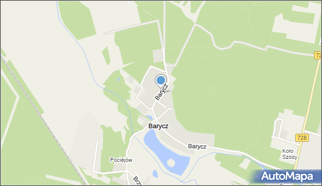 Barycz gmina Końskie, Barycz, mapa Barycz gmina Końskie