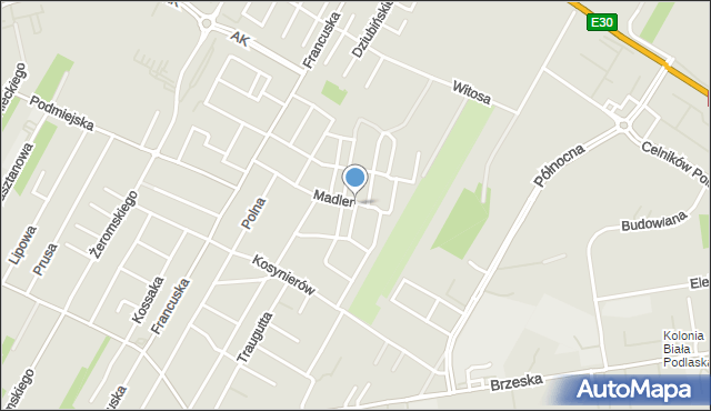 Biała Podlaska, Barbasiewicza Edmunda, ks., mapa Białej Podlaskiej